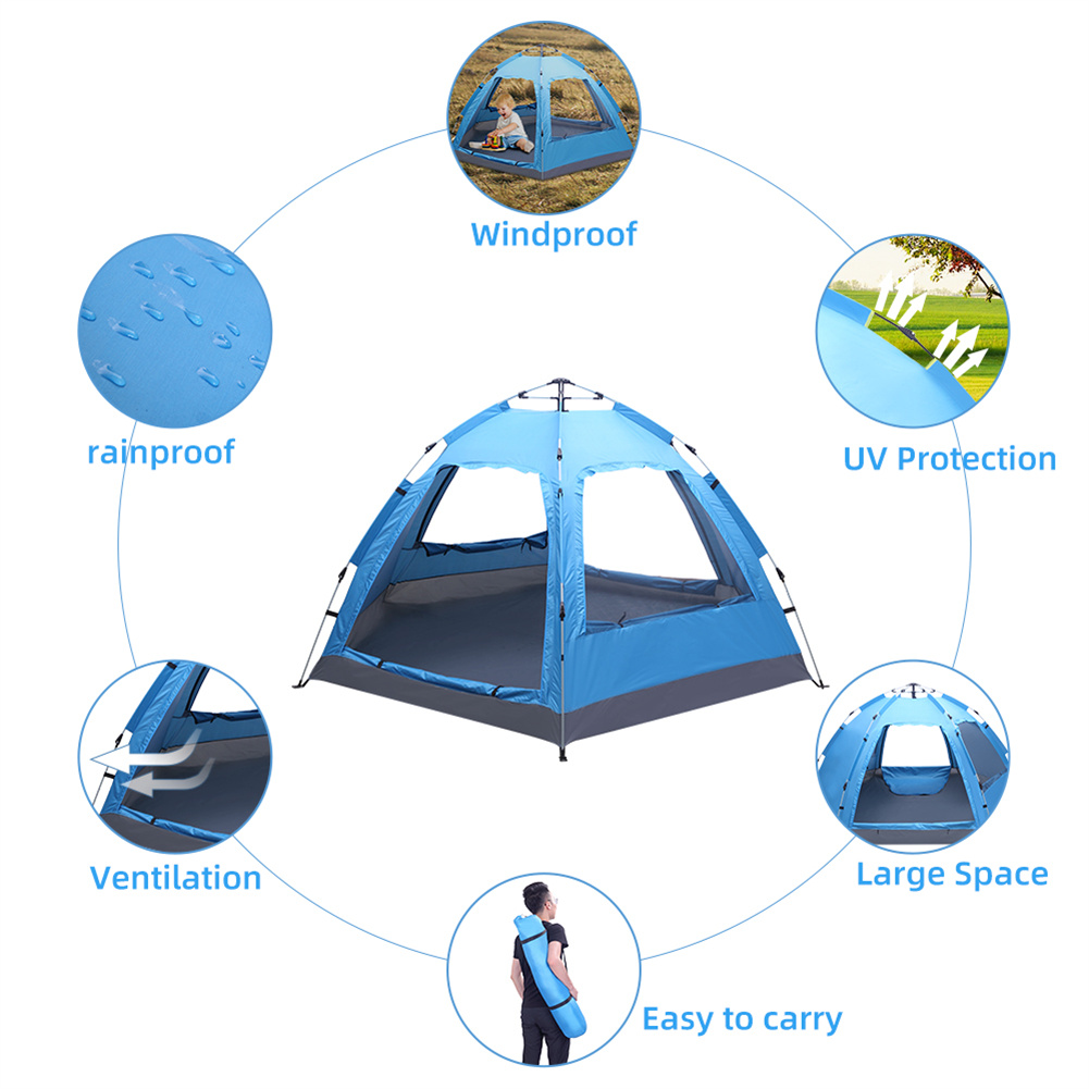 Cheap Goat Tents Camping Tent Waterproof Six sided Single layer Double door Double window Hydraulic Tent For Outdoor Hiking Travel   